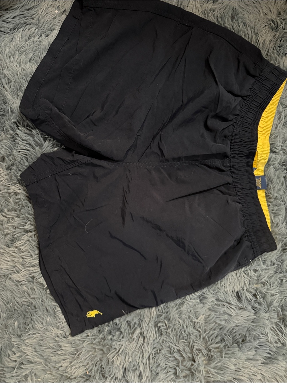 Polo by Ralph Lauren Black Athletic Shorts with Yellow Waistband
